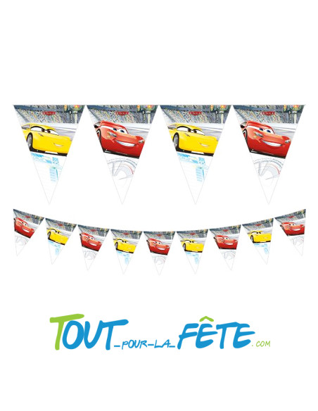 1 guirlande de fanions en plastique Cars © taille 2.30m sous licence offcielle Disney Pixar