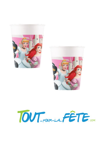 Lot de 8 gobelets en papier Princesses Disney© 200ml licence officielle
