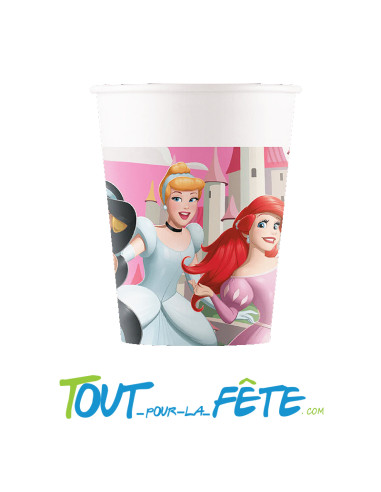 Lot de 8 gobelets en papier Princesses Disney© 200ml licence officielle