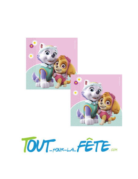 Lot de 20 serviettes en papier Pat patrouille Skye sous licence officielle