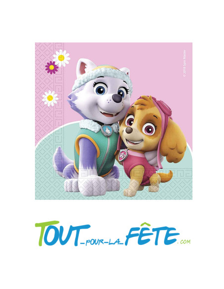 Lot de 20 serviettes en papier Pat patrouille Skye sous licence officielle