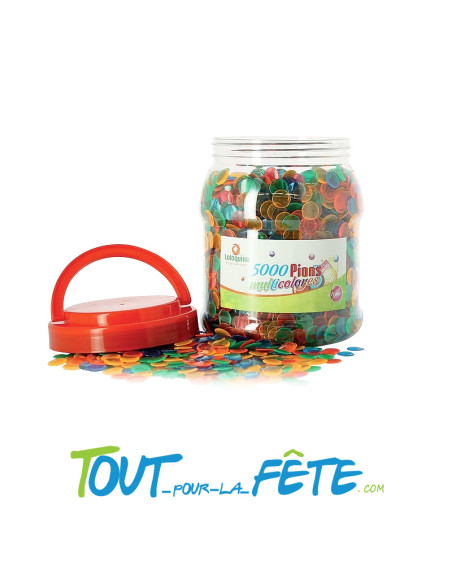 Lot de 5000 pions de loto transparents multicolores