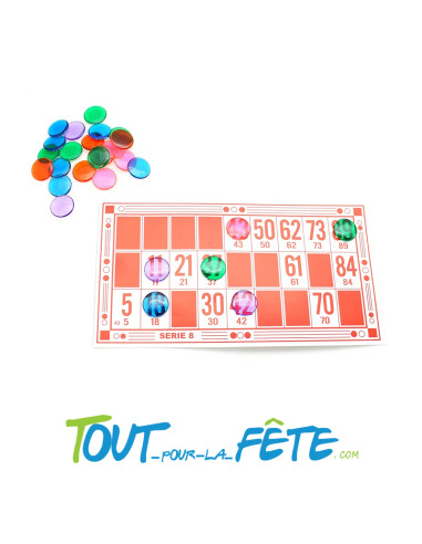 Lot de 5000 pions de loto transparents multicolores
