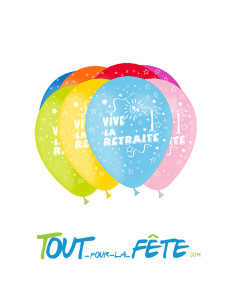 Sachet de 8 ballons vive la retraite multicolore 2