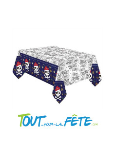 Nappe en papier Pirate carte au trésor et tête de mort 120cm x 180cm