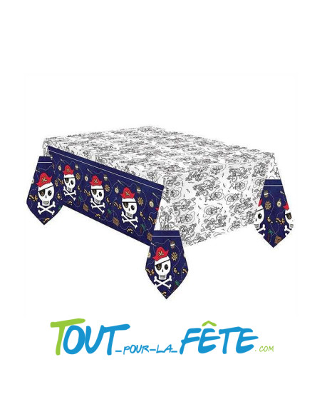 Nappe en papier Pirate carte au trésor et tête de mort 120cm x 180cm