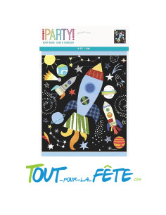Lot de 8 sachets pour cadeaux et bonbons thème espace, fusée 18x22 cm 2