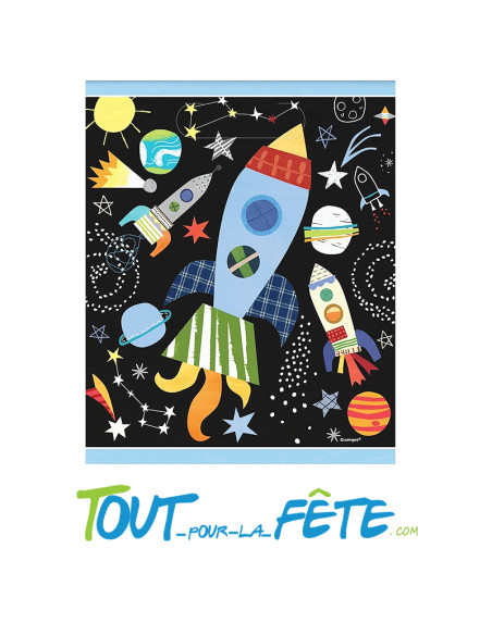 Lot de 8 sachets pour cadeaux et bonbons thème espace, fusée 18x22 cm