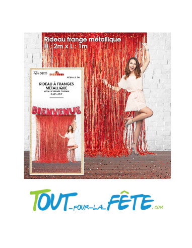Rideau à franges métallique rouge 200 x 100 cm décoration, photo, Saint Valentin