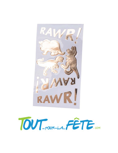 Lot de 12 jolies stickers motifs Dinosaure dorés