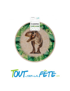 Lot de 6 assiettes en carton dinosaure T-rex 20 cm