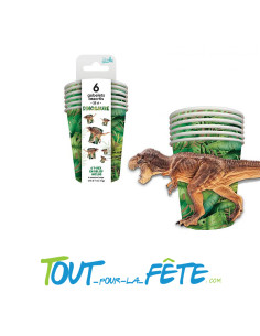 Lot de 6 gobelets en carton dinosaure T-rex contenance 25cl 2