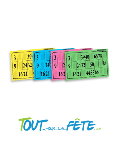 Lot de 10 grilles de loto dimension 14.6cm x 9.6cm cartonnées