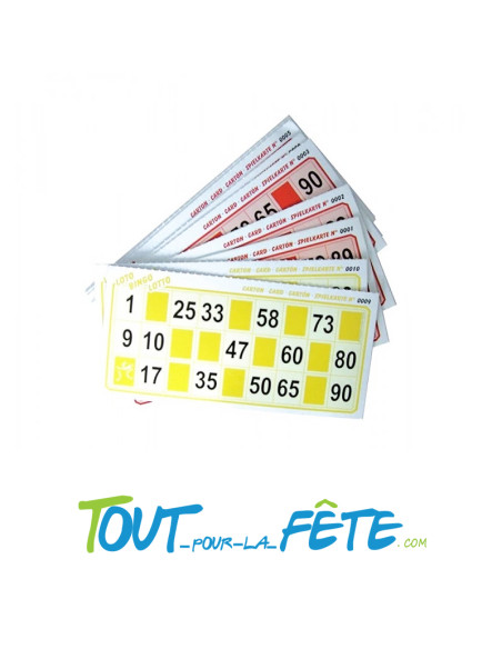 Lot de 48 grilles de loto dimension 14.6cm x 9.6cm carton souple