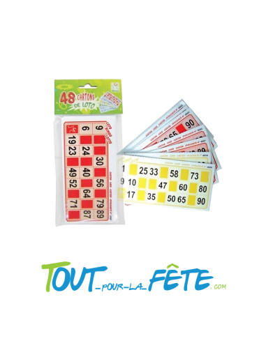 Lot de 48 grilles de loto dimension 14.6cm x 9.6cm carton souple