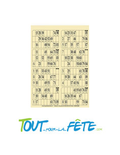 Planche de 8 grilles de loto jaune 29cm x 27cm en papier