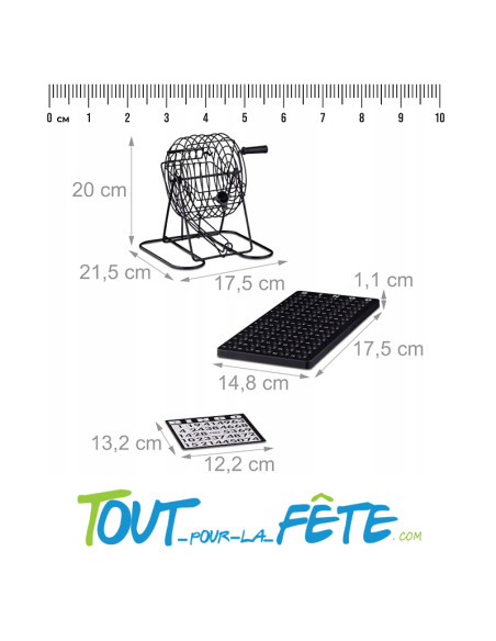 Boulier jeu de bingo avec 75 boules numérotées - 150 jetons - 18 grilles - 1 plateau
