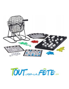 Boulier jeu de bingo avec 75 boules numérotées - 150 jetons - 18 grilles - 1 plateau