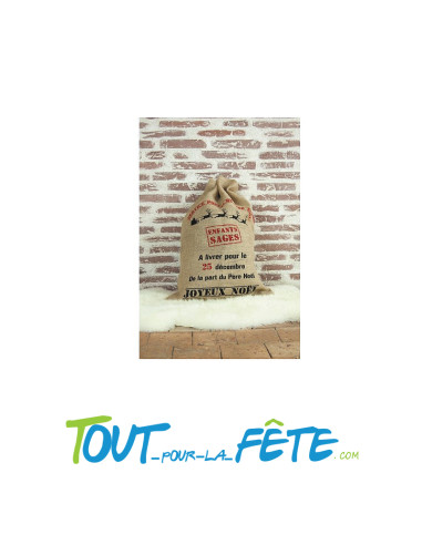 Sac de Noel en toile de jute service postal 50 x 70cm