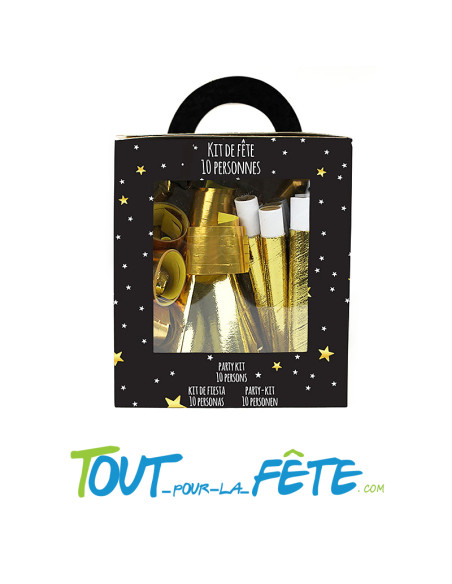 Boite cotillons 10 personne (sarbacane, chapeau, sans-gène, serpentin, boules)