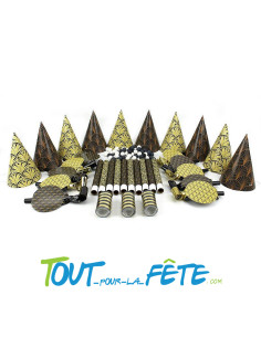 Boite cotillons 10 personne années folles (sarbacane, chapeau, sans-gène, serpentin, boules) 2