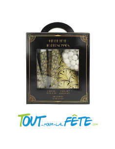 Boite cotillons 10 personne années folles (sarbacane, chapeau, sans-gène, serpentin, boules)