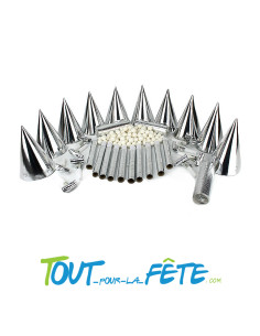 Boite cotillons 10 personnes argent (sarbacane, chapeau, sans-gène, serpentin, boules, ballon)