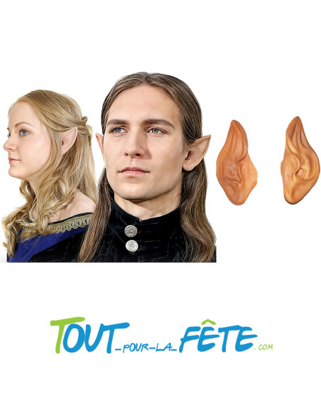 Paire d'oreilles d'elfe, lutin beige thème féerique accessoire pour adulte