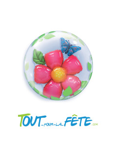 Ballon bubble fleur 61 cm latex et plastique
