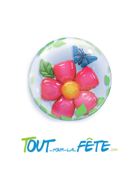 Ballon bubble fleur 61 cm latex et plastique
