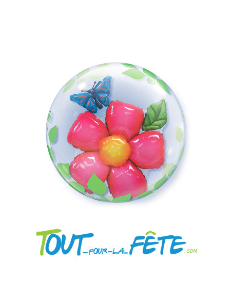 Ballon bubble fleur 61 cm latex et plastique