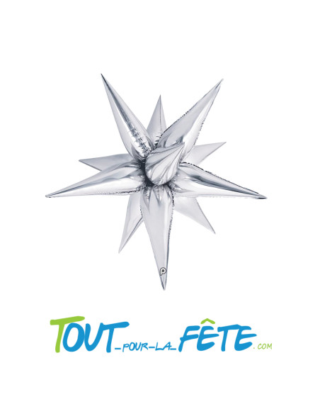 Ballon aluminium étoile argent 102 cm gonflage à l'air