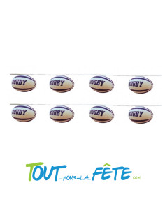 1 guirlande fanions ballons de rugby 5m de longueur bleu et blanc 2
