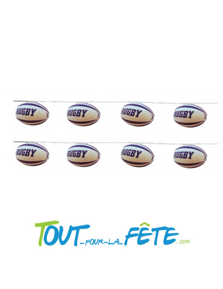 1 guirlande fanions ballons de rugby 5m de longueur bleu et blanc
