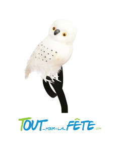 Chouette blanche de sorcier a plumes a poser sur son épaule de taille 22cm