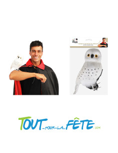 Chouette blanche de sorcier a plumes a poser sur son épaule de taille 22cm 2