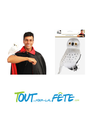 Chouette blanche de sorcier a plumes a poser sur son épaule de taille 22cm