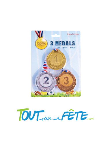 Lot de 3 médailles ( or - argent - bronze ) avec cordon bleu blanc rouge