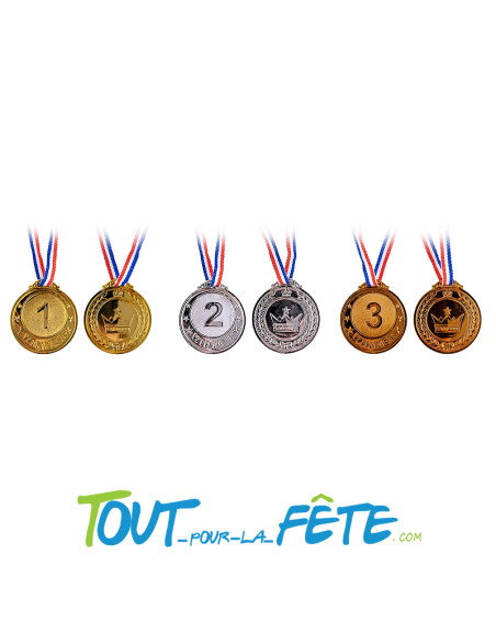Lot de 3 médailles ( or - argent - bronze ) avec cordon bleu blanc rouge