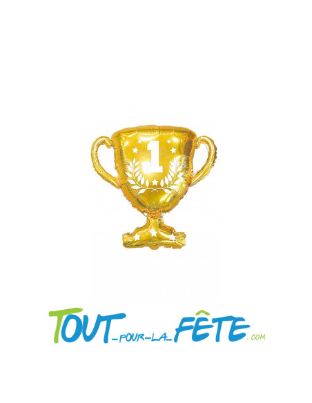Ballon en aluminium forme de Trophée / coupe couleur doré 55cm ( gonflable helium - air )