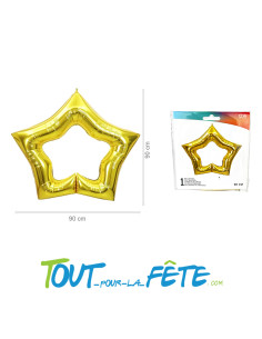 Ballon en aluminium étoile or 90 cm compatible gonflage air et hélium 2