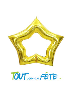 Ballon en aluminium étoile or 90 cm compatible gonflage air et hélium