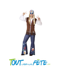 Déguisement hippie / année 70 homme taille adulte ( pantalon - veste - chemise - bandeau )