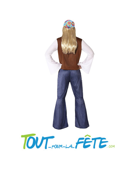 Déguisement hippie / année 70 homme taille adulte ( pantalon - veste - chemise - bandeau )