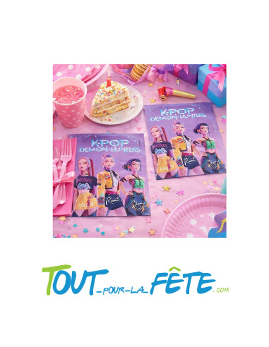 Lot de 20 serviettes en papier 33cm x 33cm K-pop demon hunters sous licence officielle