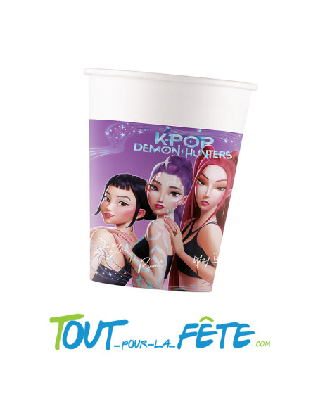 Lot de 8 gobelets en carton de 20cl K-pop demon hunter sous licence officielle