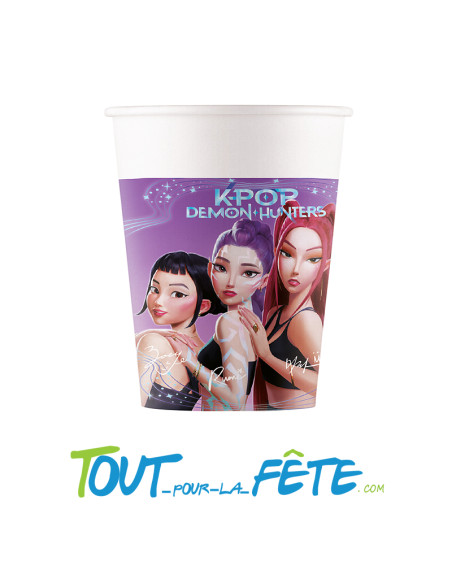 Lot de 8 gobelets en carton de 20cl K-pop demon hunter sous licence officielle