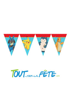 Guirlande fanion Pokemon© licence officielle 2,30m rouge, bleu, jaune