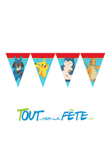 Guirlande fanion Pokemon© licence officielle 2,30m rouge, bleu, jaune