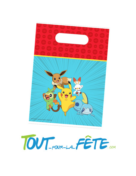Lot de 8 sacs à cadeau en plastique Pokémon © sous licence officielle
